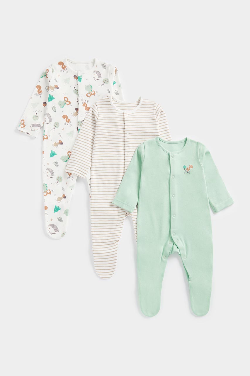 Forest Friends Baby Sleepsuits - 3 Pack
