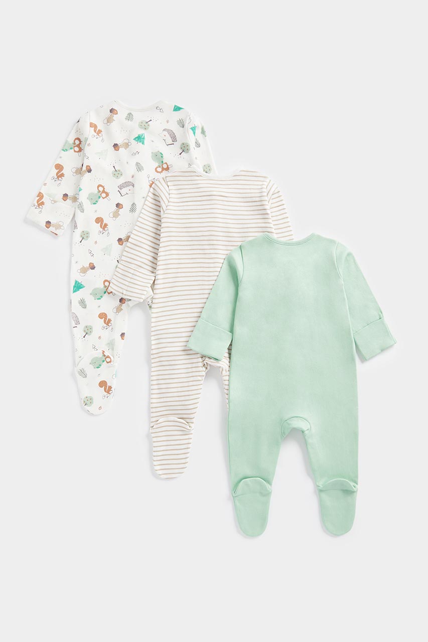 Forest Friends Baby Sleepsuits - 3 Pack