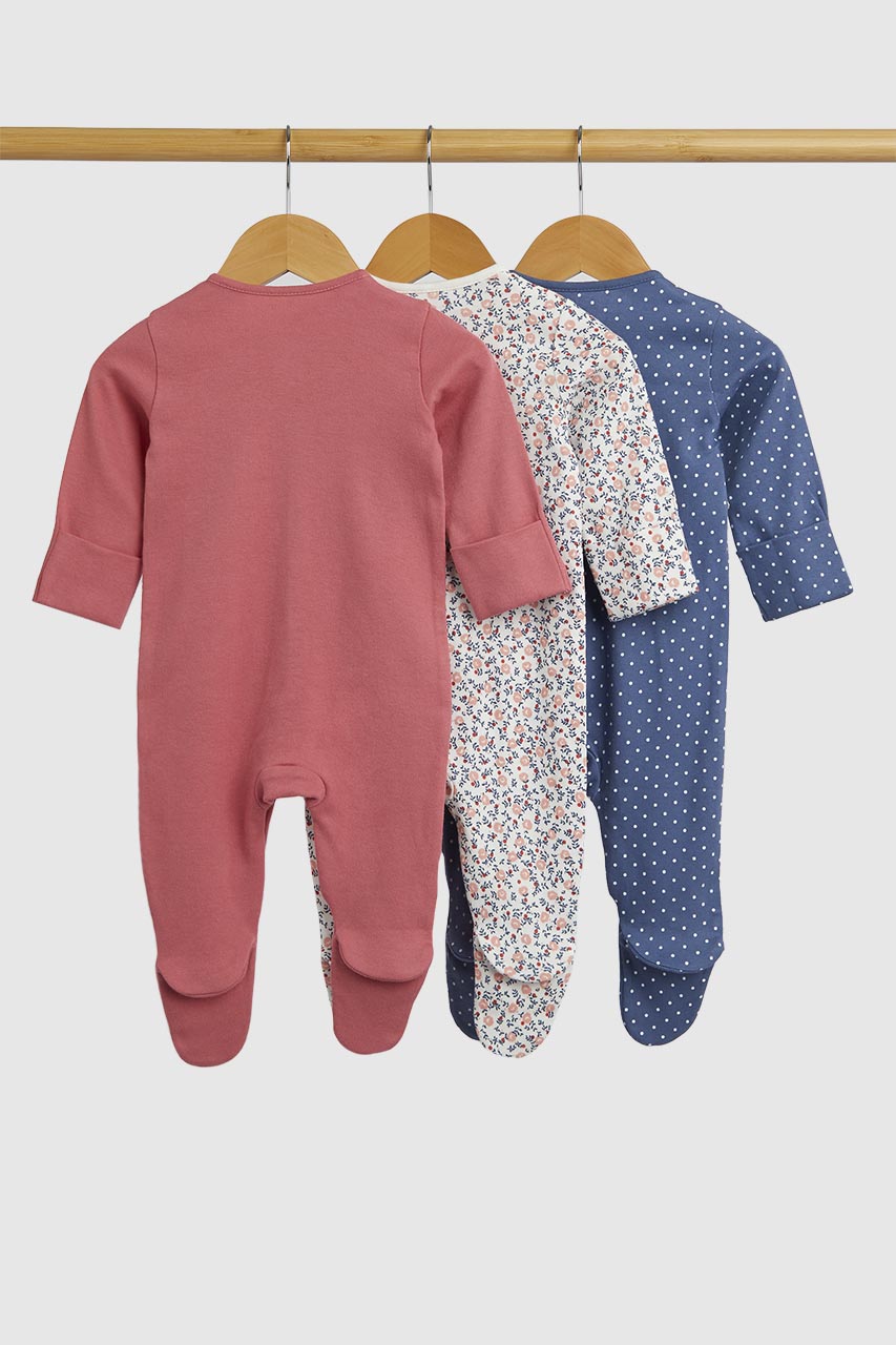 Ditsy Floral Baby Sleepsuits - 3 Pack