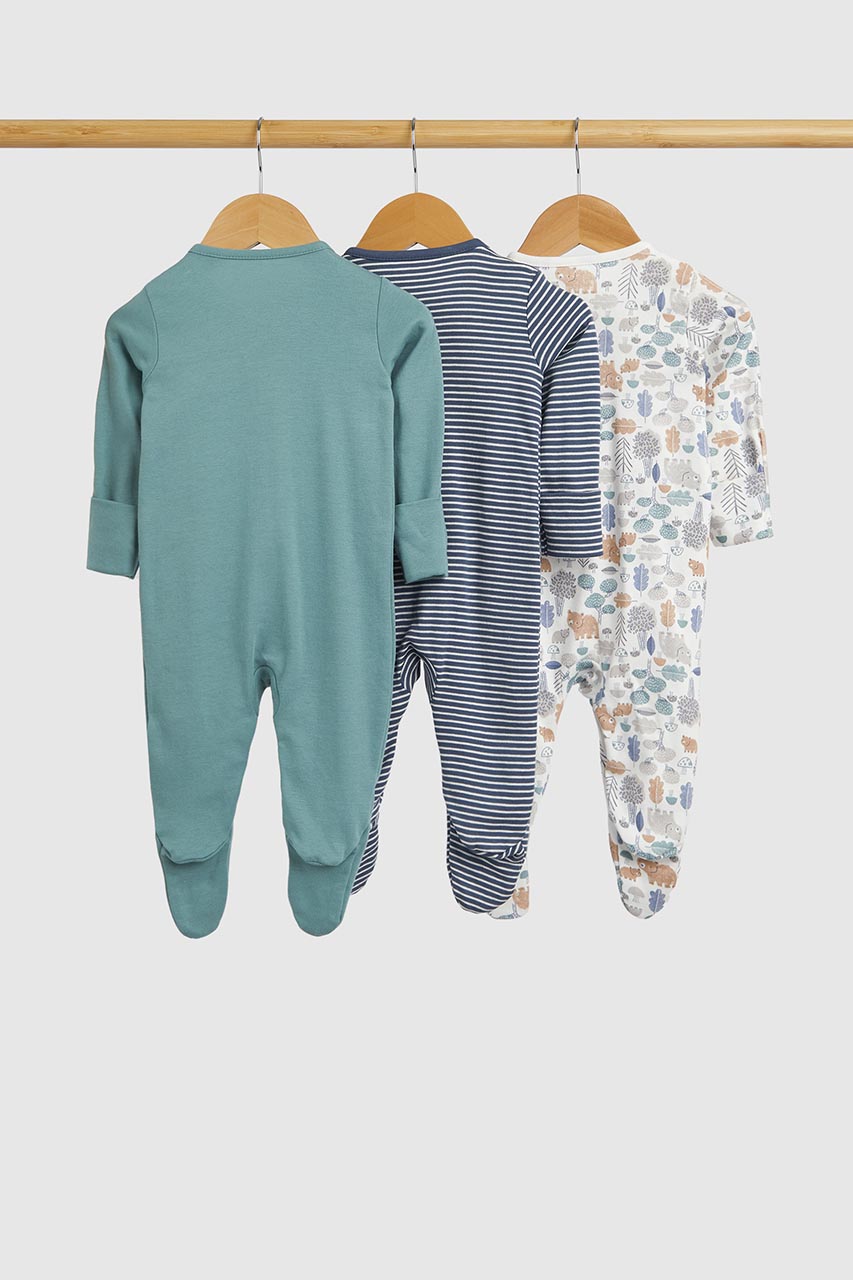 Bear Baby Sleepsuits - 3 Pack