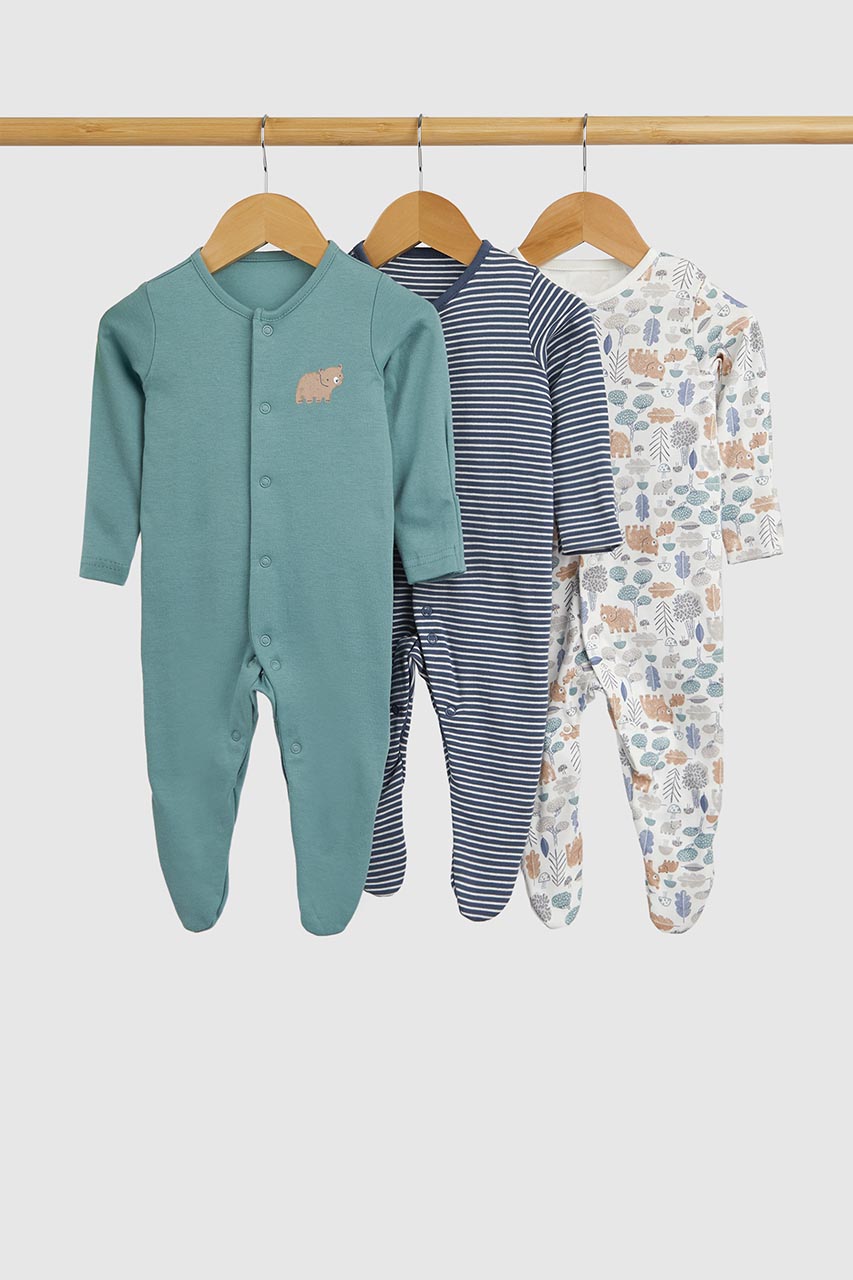 Bear Baby Sleepsuits - 3 Pack