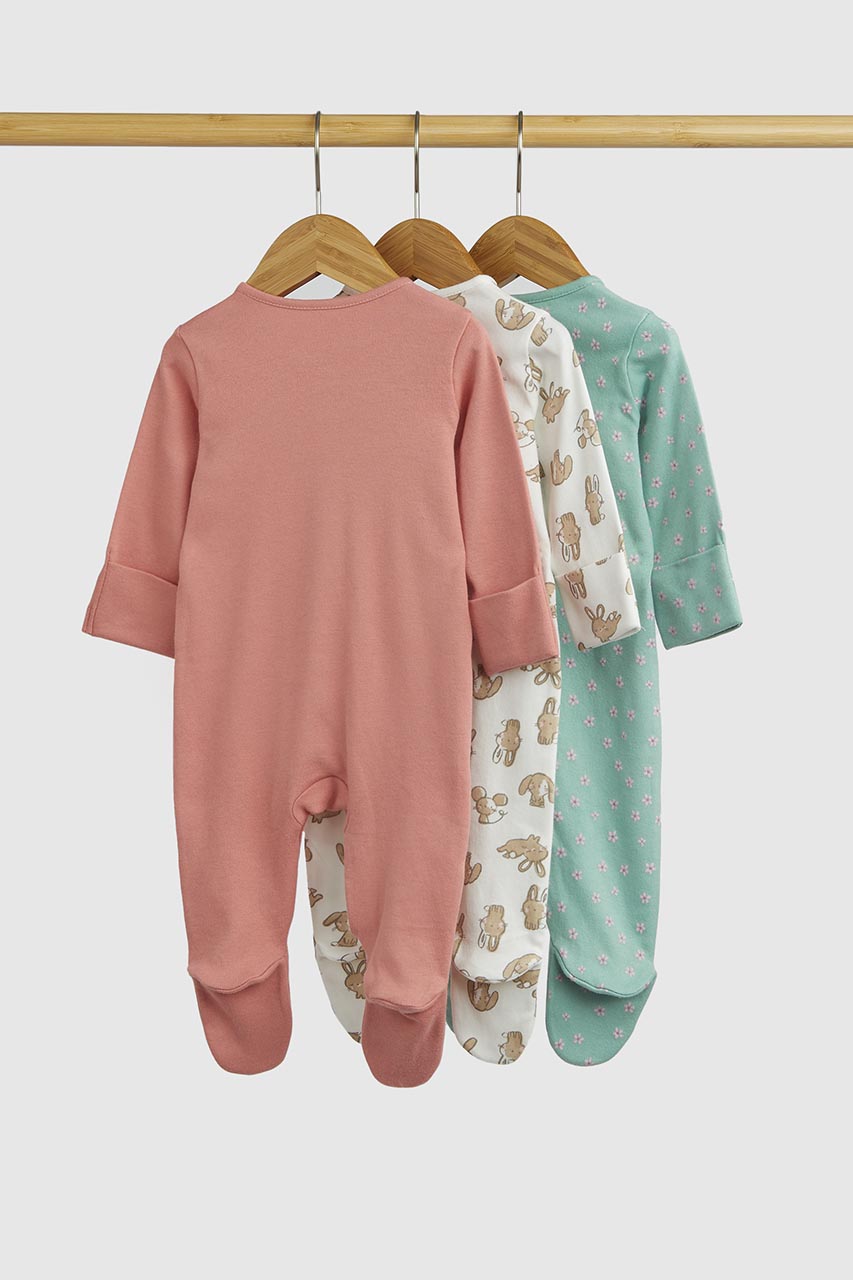 Bunny Baby Sleepsuits - 3 Pack