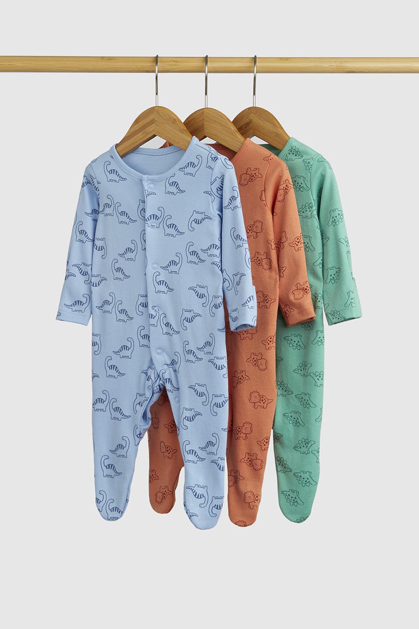 Dinosaur Baby Sleepsuits - 3 Pack