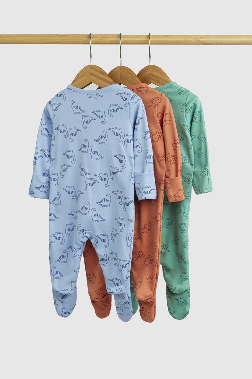 Dinosaur Baby Sleepsuits - 3 Pack