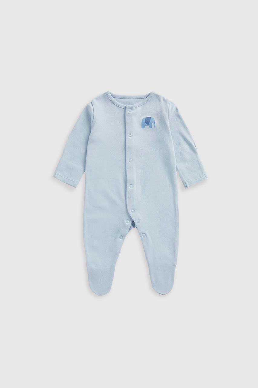 Blue Animal Baby Sleepsuits - 3 Pack