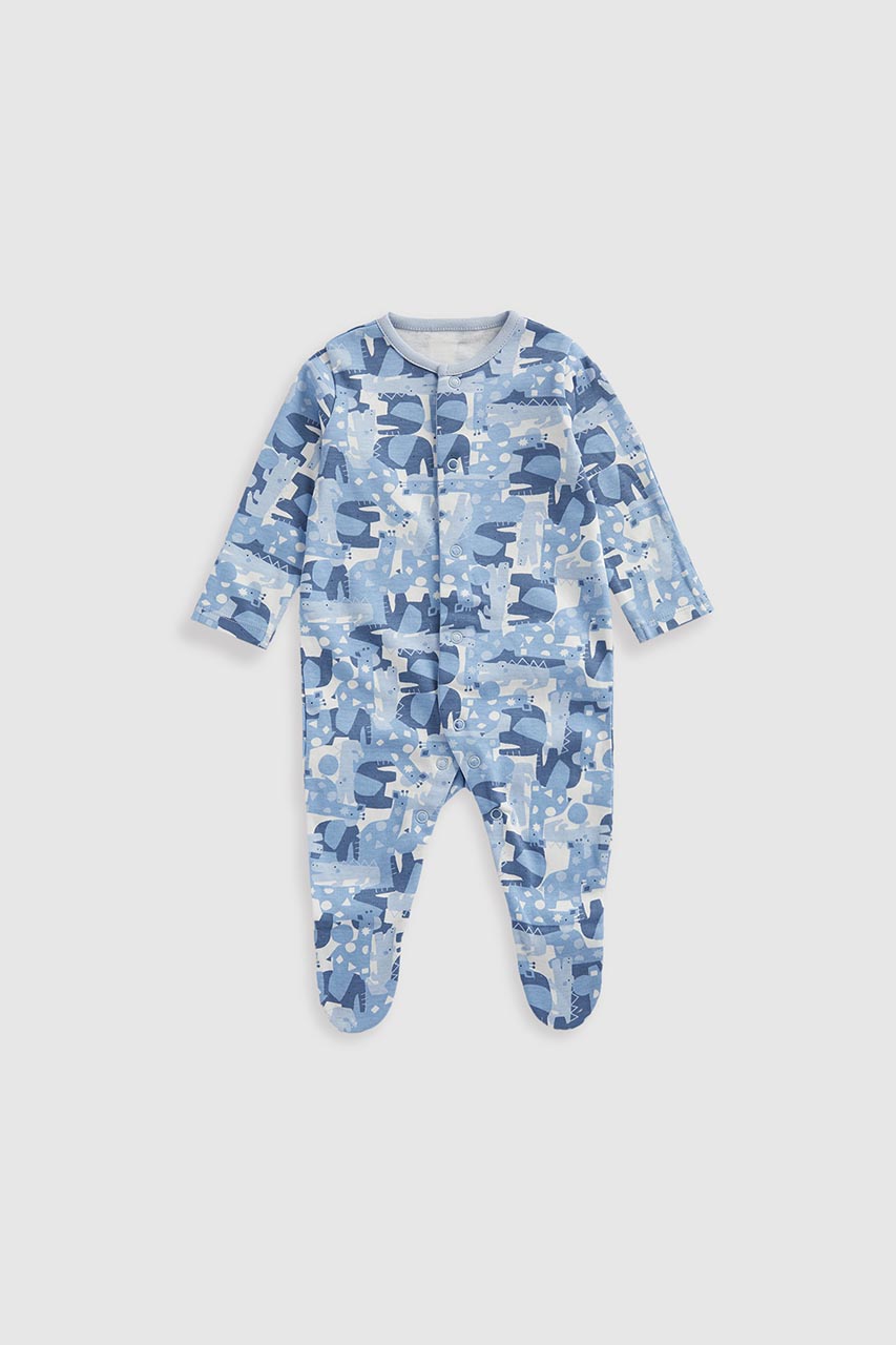 Blue Animal Baby Sleepsuits - 3 Pack