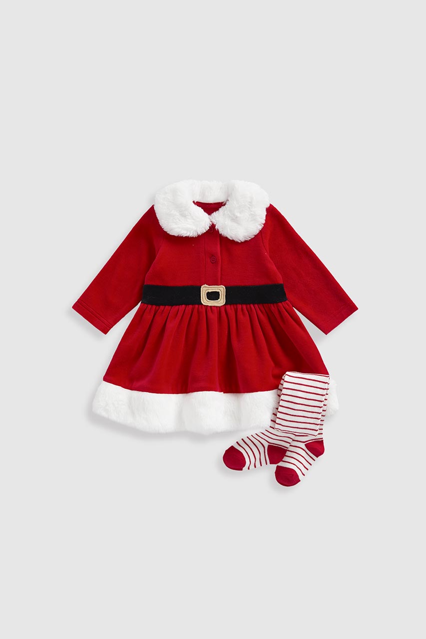 Mrs Santa Dress and Tights Set