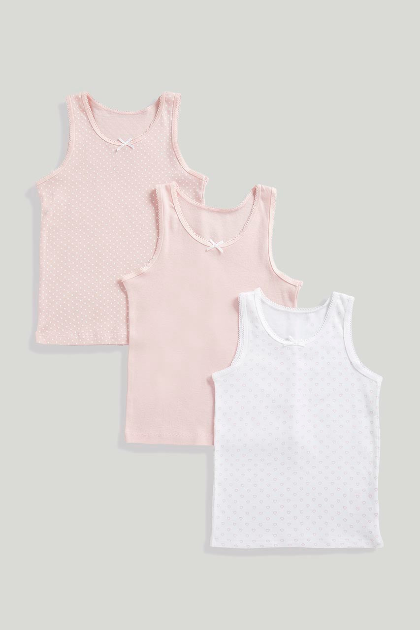 Pink and White Sleeveless Vests - 3 Pack