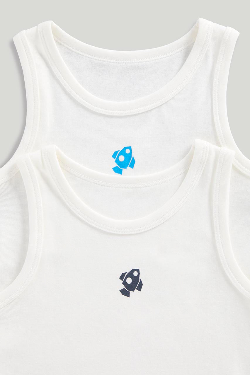 White Space Sleeveless Vests - 2 Pack