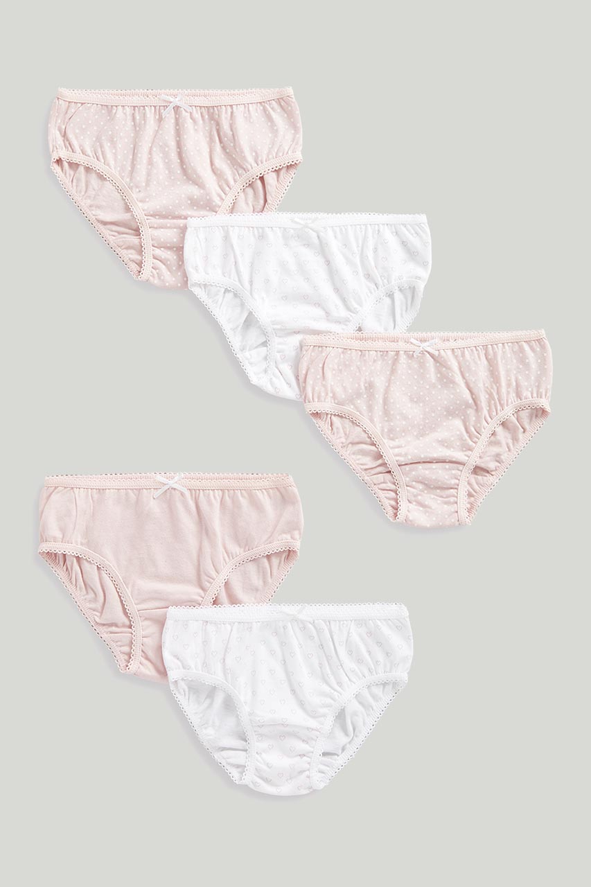 Pink and White Briefs - 5 Pack
