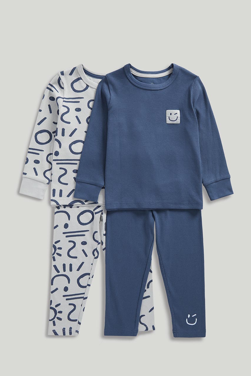 Scribble Ribbed Pyjamas - 2 Pack