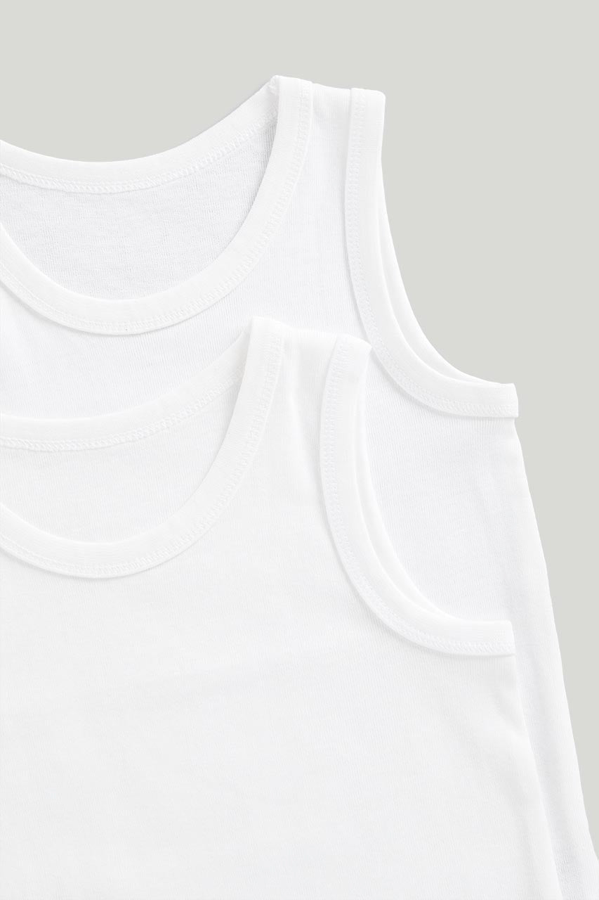 White Sleeveless Vests - 3 Pack