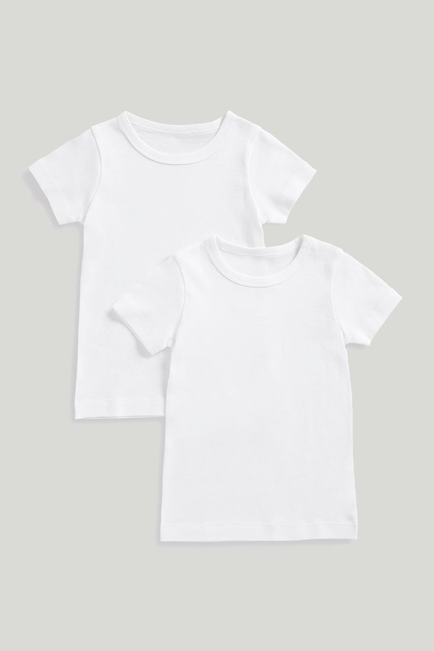 2 Pack White Short-Sleeved Vests