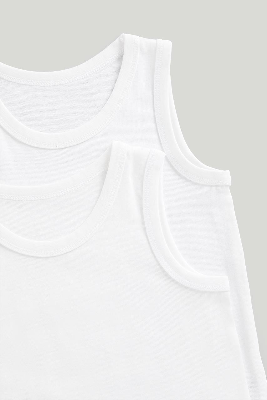 White Sleeveless Vests - 5 Pack