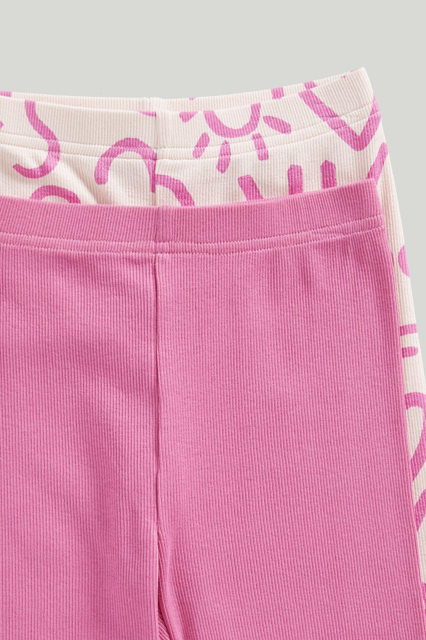 Scribble Ribbed Pyjamas - 2 Pack (Pink)