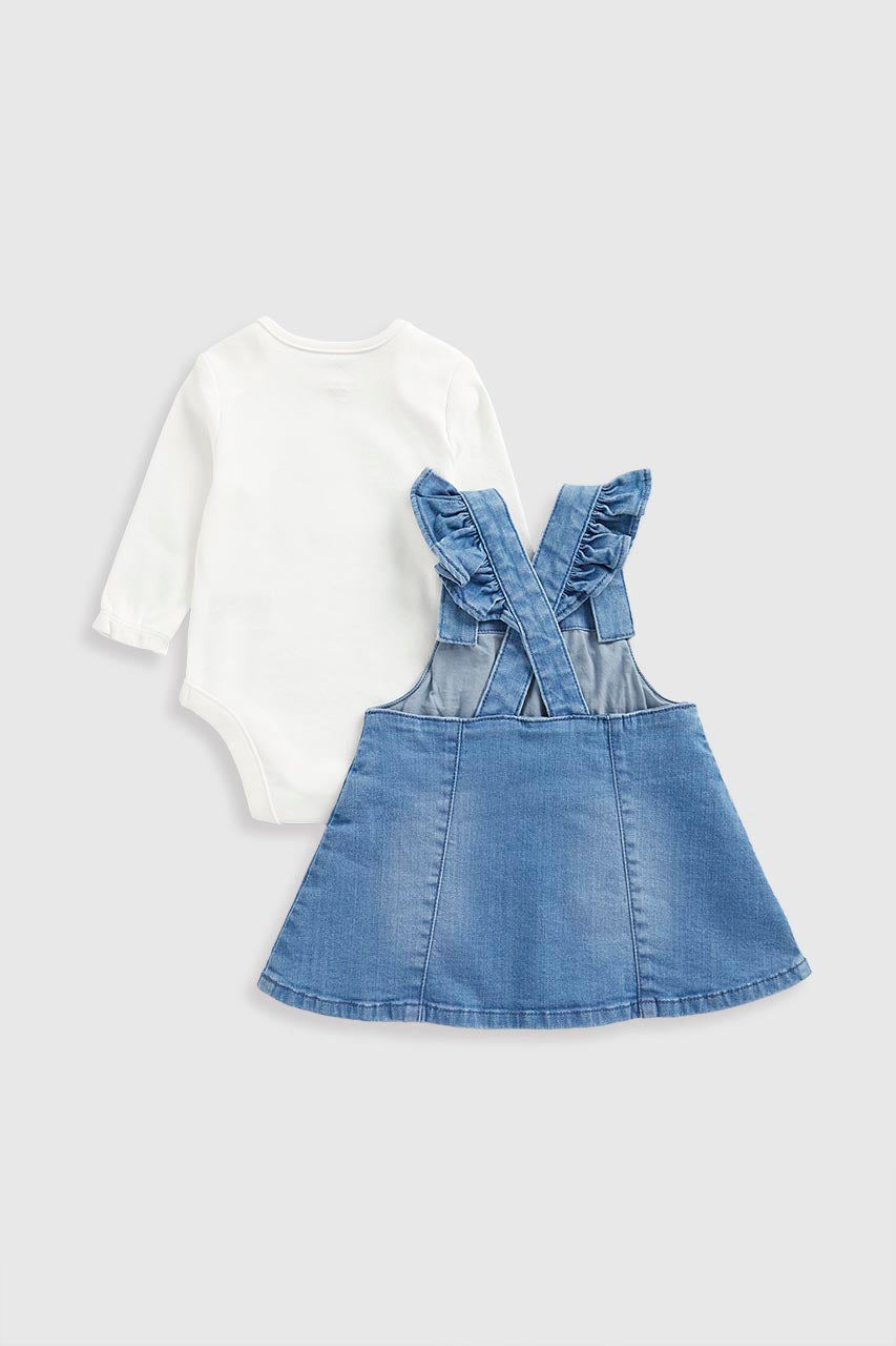 Denim Pinny Dress and Bodysuit Set