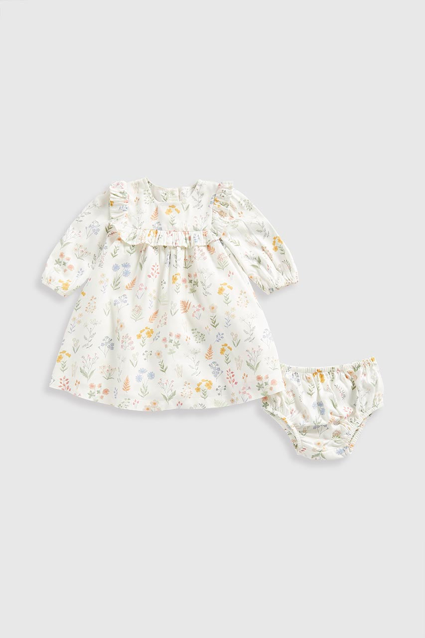 Floral Woven Dress and Knickers Set