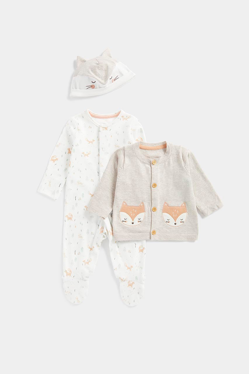 My First 3-Piece Fox Unisex Baby Outfit Set