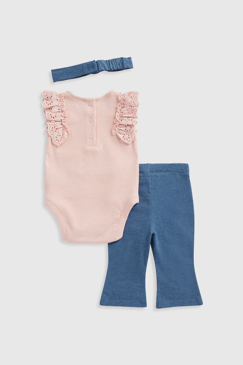 Flared Leggings, Bodysuit and Headband Set