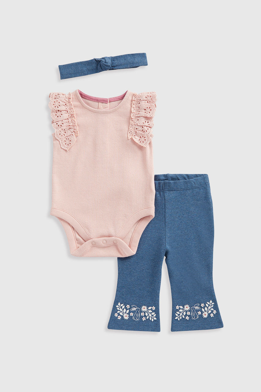 Flared Leggings, Bodysuit and Headband Set