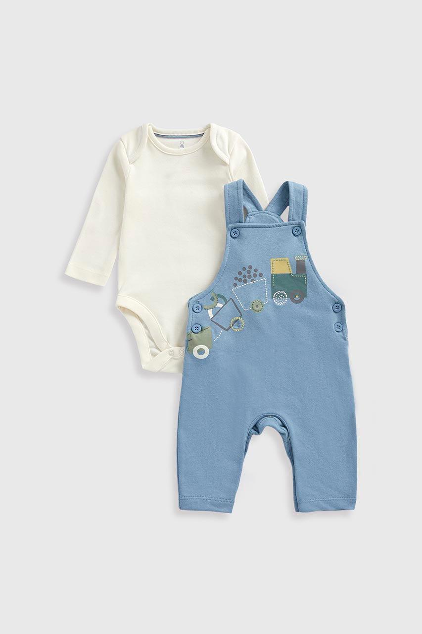 Train Dungarees and Bodysuit Set