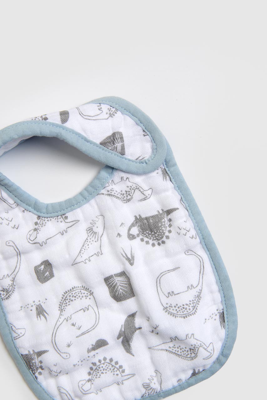 Mothercare Blue Dino Muslin Newborn Bibs - 3 Pack