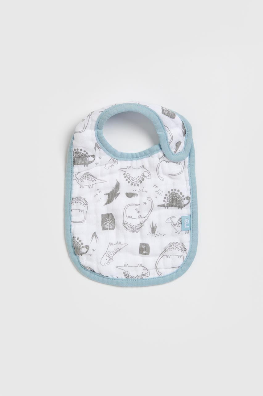 Mothercare Blue Dino Muslin Newborn Bibs - 3 Pack