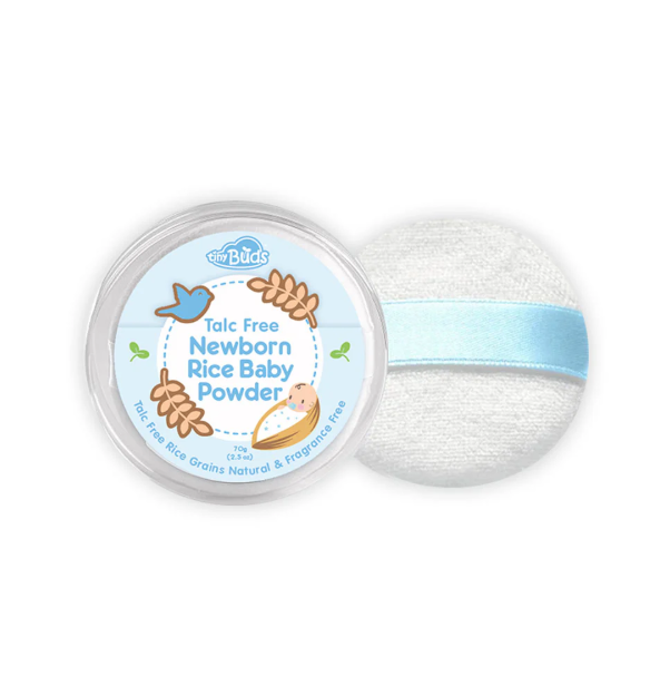 Tiny Buds Newborn Rice Baby Powder with Puff 70g