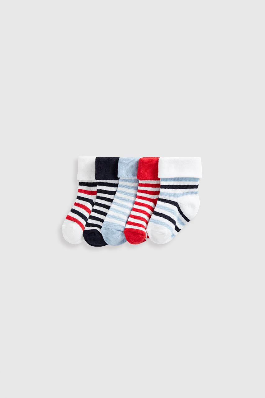 Striped Turn-Over-Top Baby Socks - 5 Pack