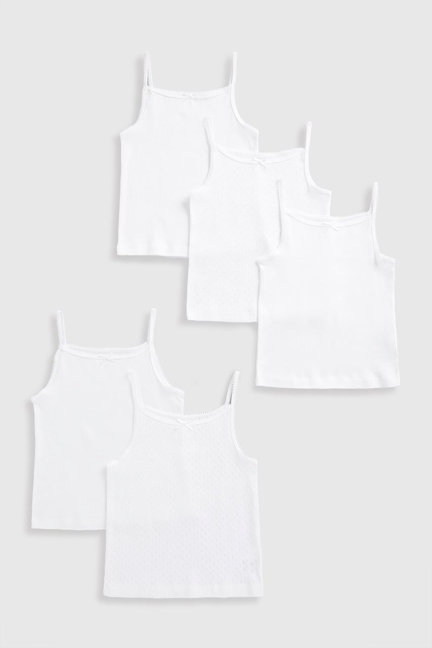 White Cami Vests - 5 Pack