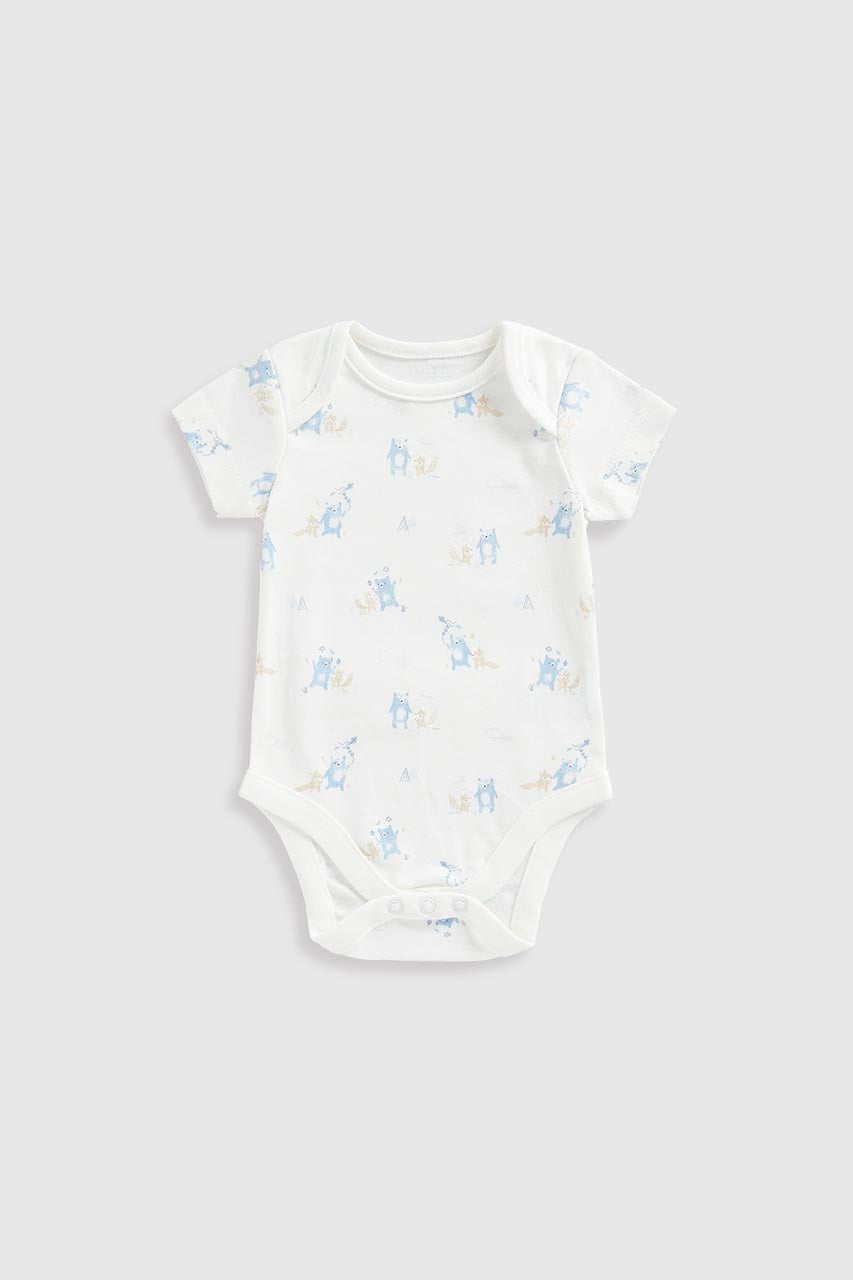 Woodland Short-Sleeved Baby Bodysuits - 5 Pack