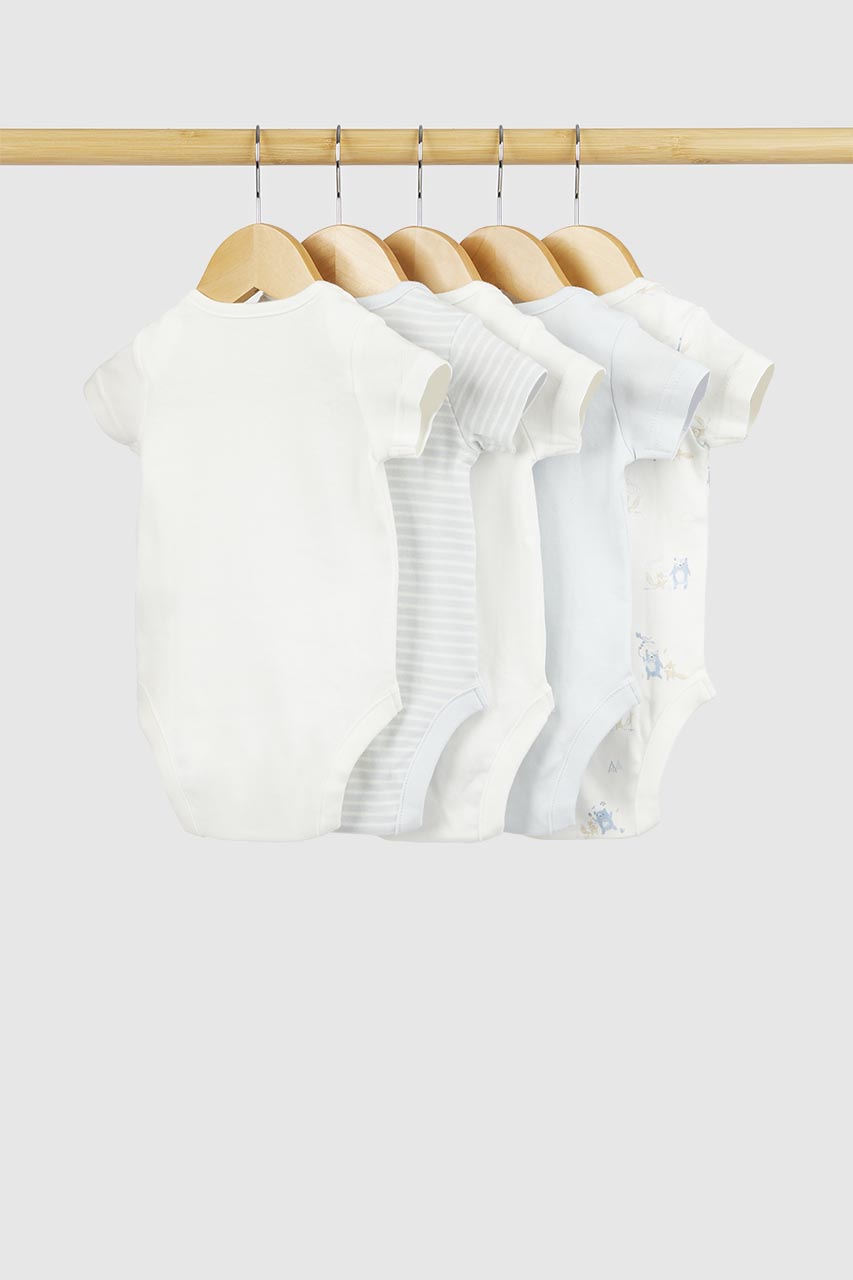 Woodland Short-Sleeved Baby Bodysuits - 5 Pack