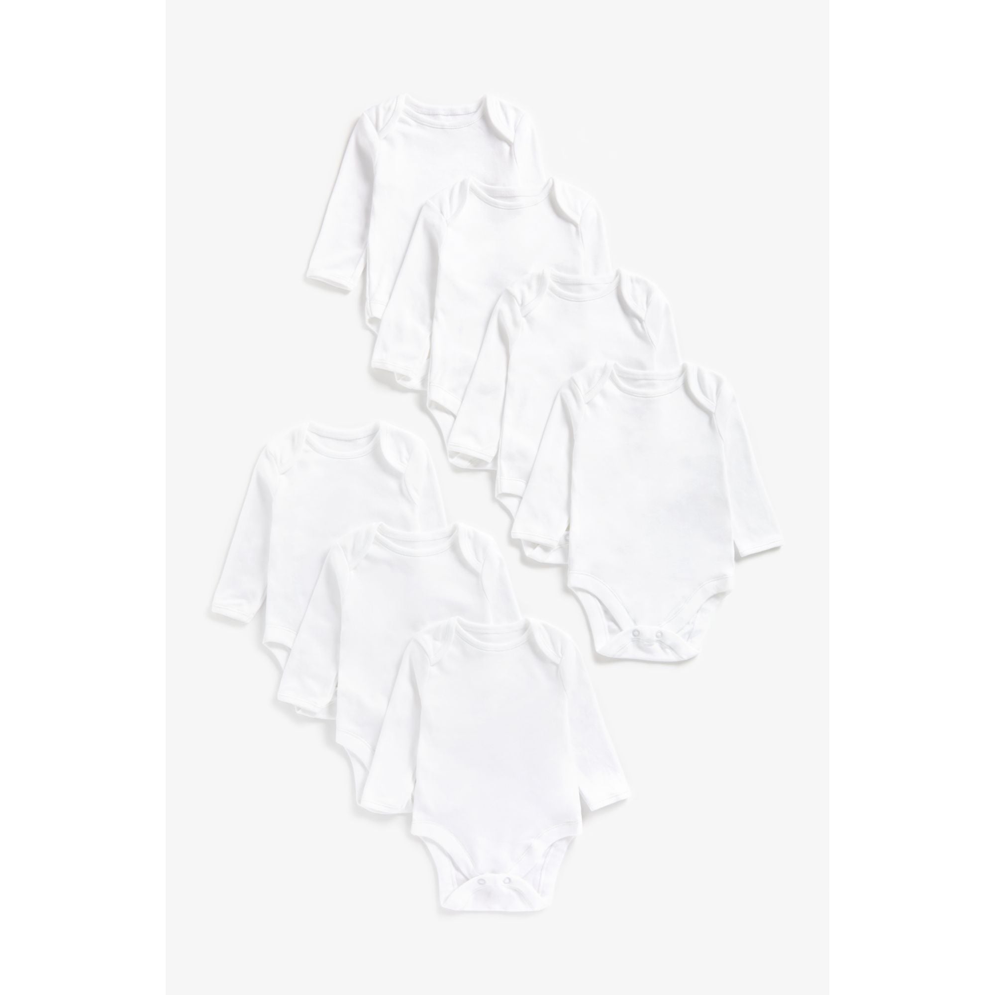 Mothercare White Long-Sleeved Bodysuits - 7 Pack