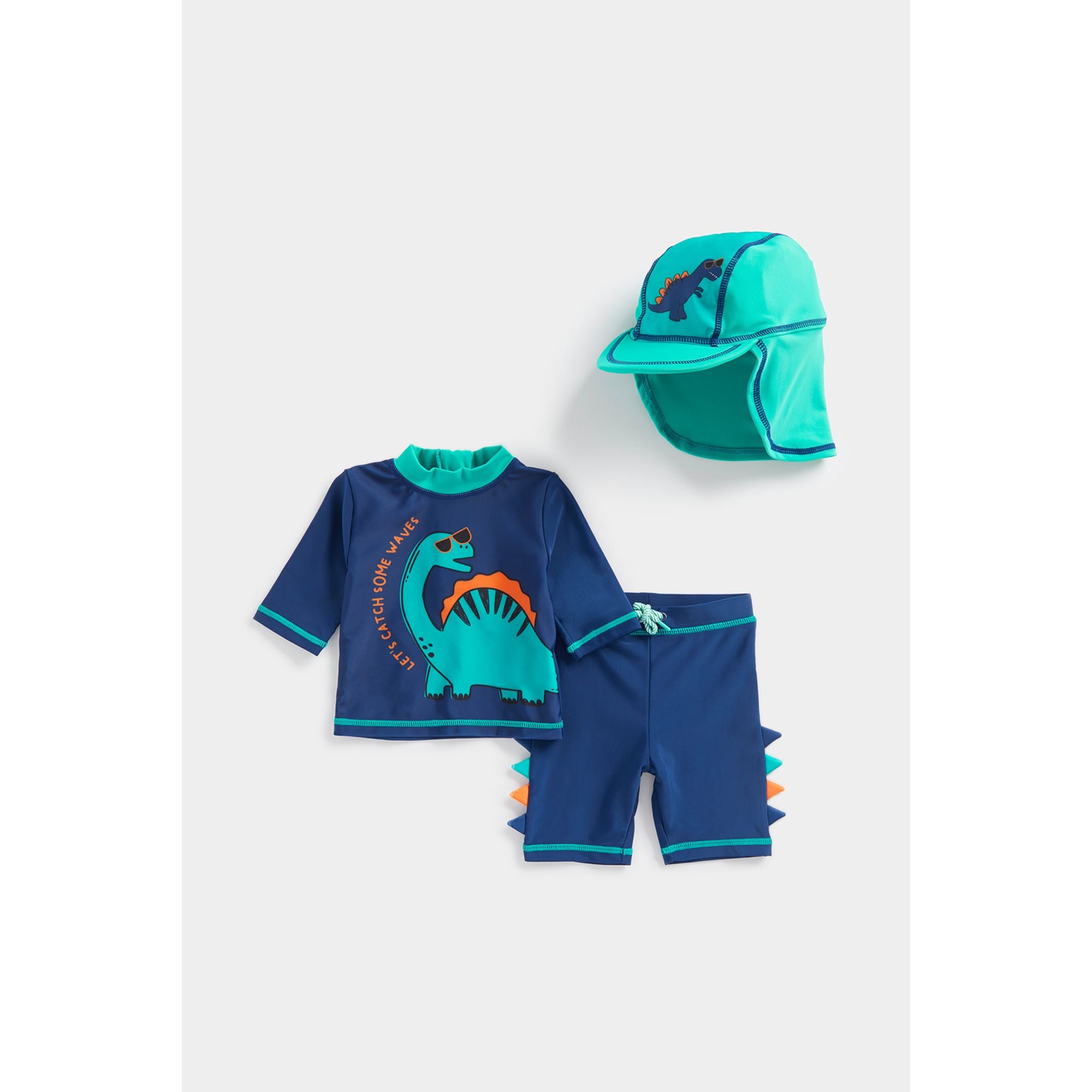 Mothercare Dinosaur Sunsafe Rash Vest, Shorts and Keppi Set