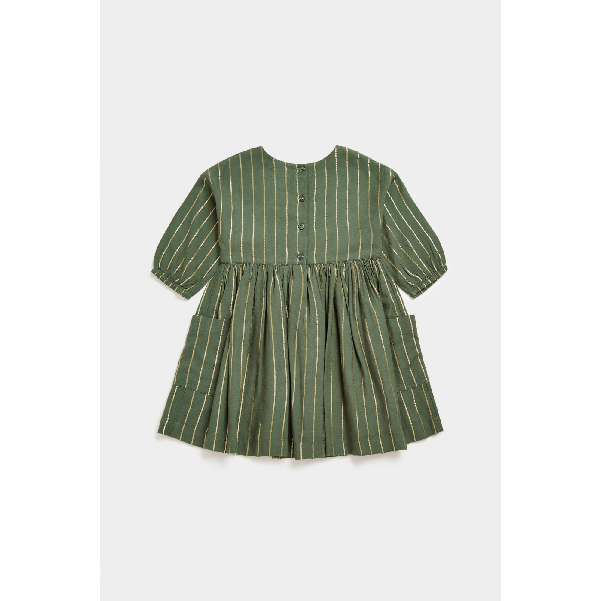 Mothercare Green Dress with Gold Stripes
