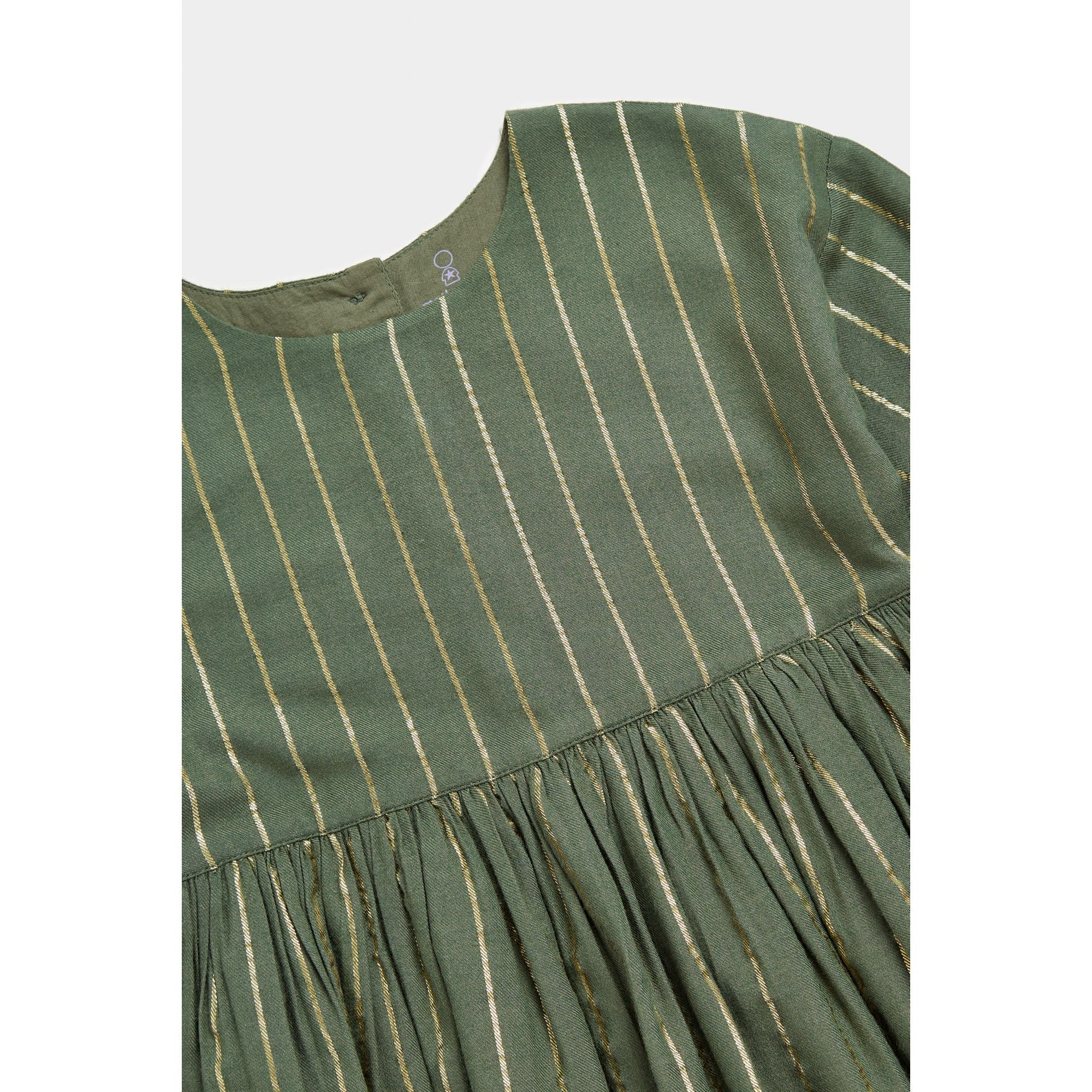 Mothercare Green Dress with Gold Stripes