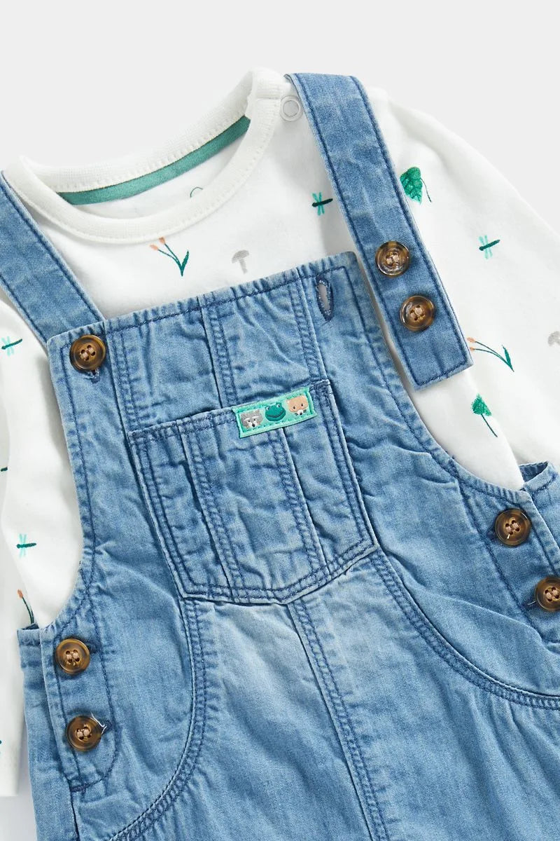 Denim Dungarees and Bodysuit Set
