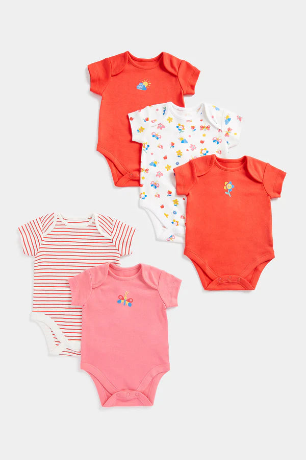 Mothercare Nature Short-Sleeved Baby Bodysuits - 5 Pack
