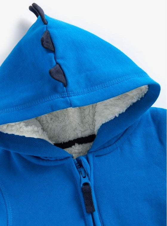 Blue Dino Borg-lined hoody