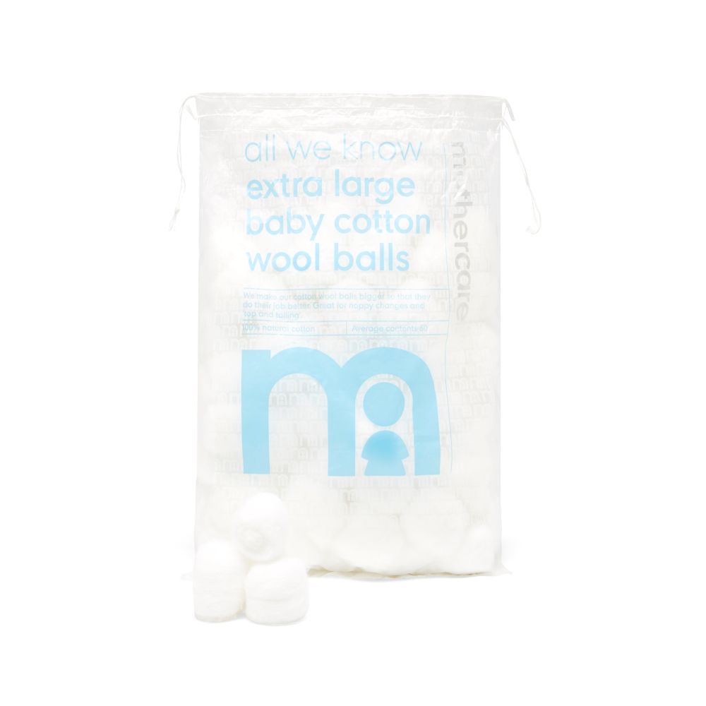 Mothercare All We Know Extra-Large Baby Cotton Wool Balls - 60 Pack