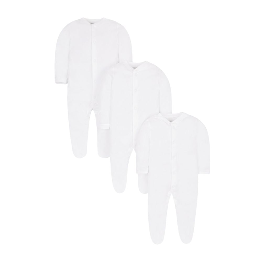 Mothercare White Sleepsuits - 3 Pack