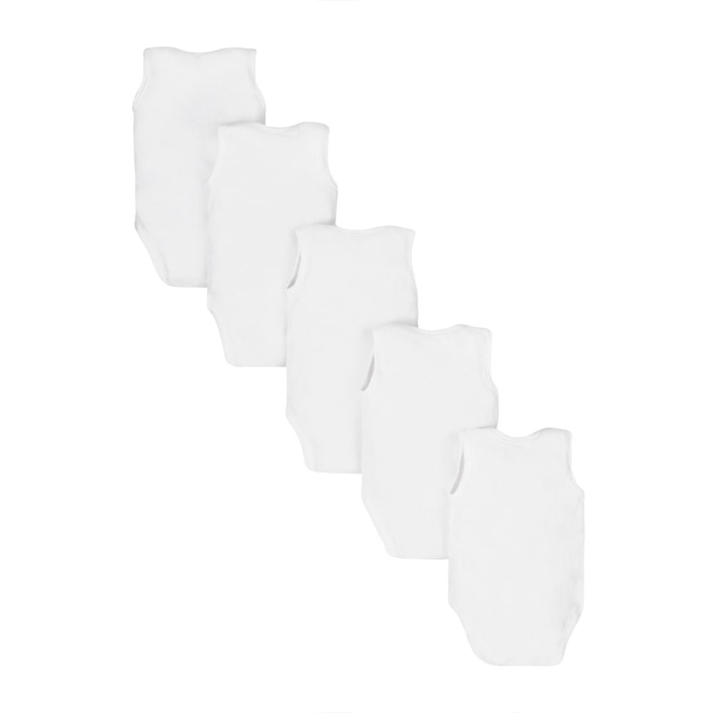 Mothercare White Sleeveless Bodysuits - 5 Pack