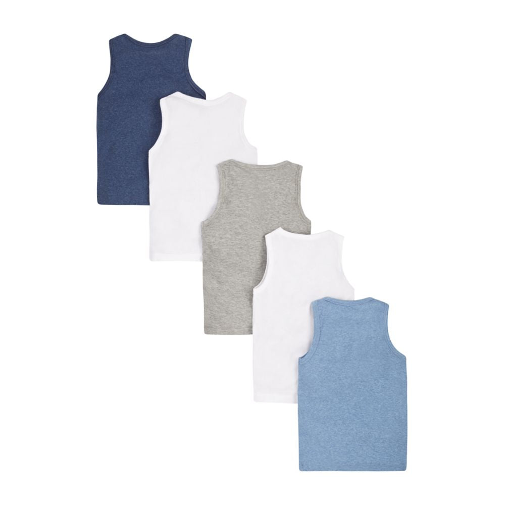 Mothercare Blue Marl Vests - 5 Pack