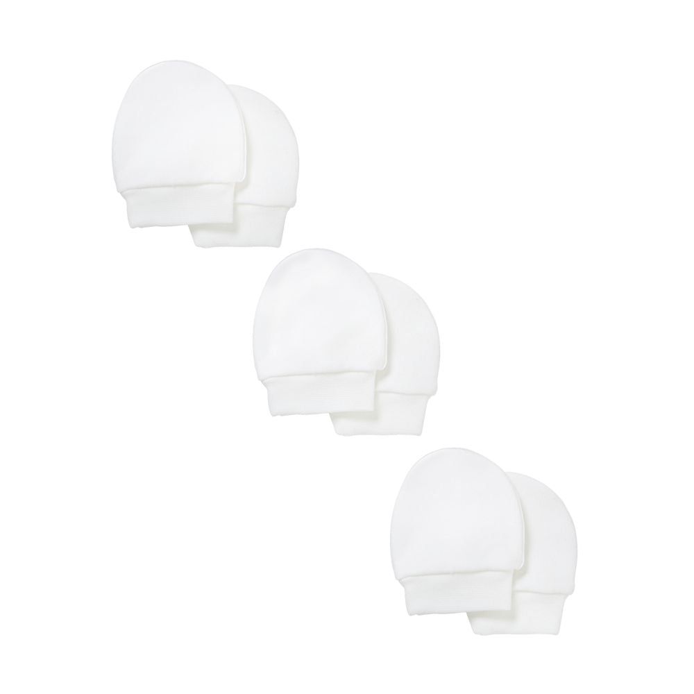 Mothercare My First White Scratch Mitts - 3 Pack