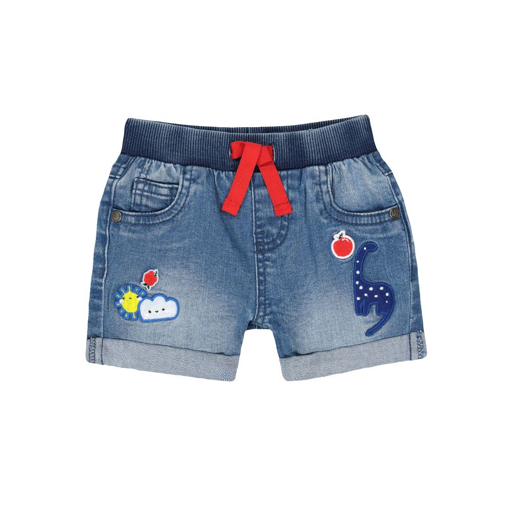 Mothercare Denim Appliqué Ribbed-Waist Shorts