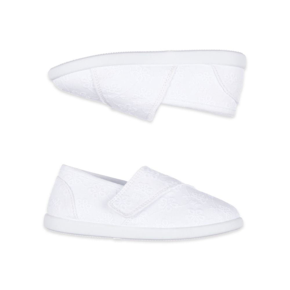 Mothercare White Broderie Canvas Trainers