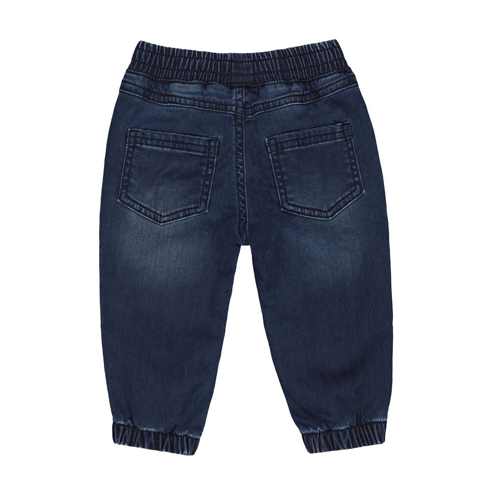 Mothercare Ribbed-Waist Frill Jeans - Dark-Wash