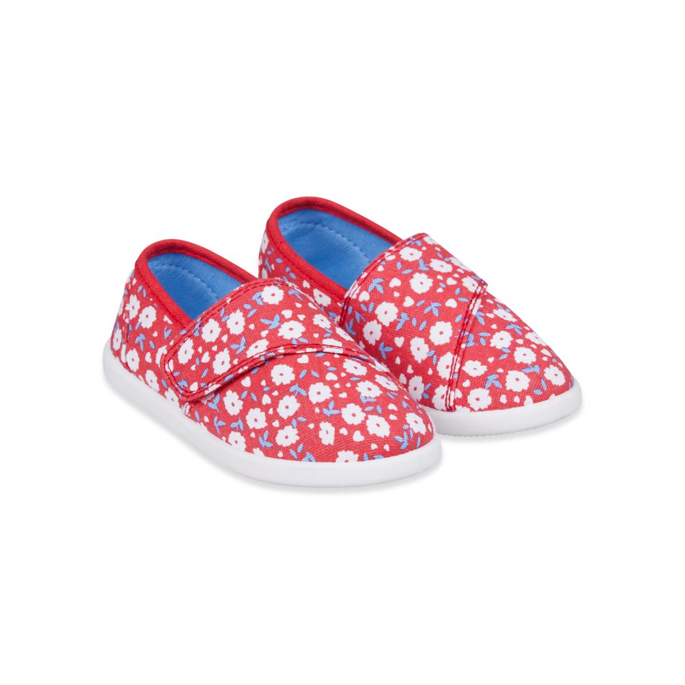 Mothercare Red Floral Canvas Pumps