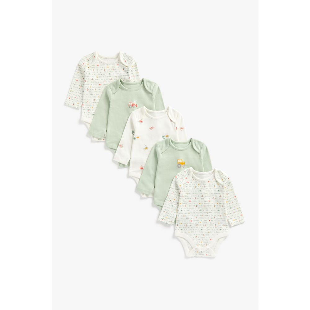 Mothercare Tractor And Veggie Bodysuits - 5 Pack