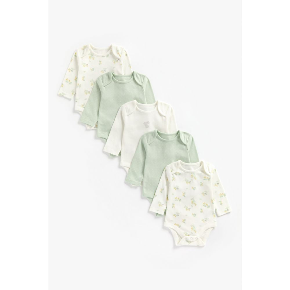 Mothercare Little Bunny Long Sleeved Bodysuits - 5 Pack